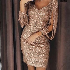 NWT ChicMe Rose Gold Sequin Dress